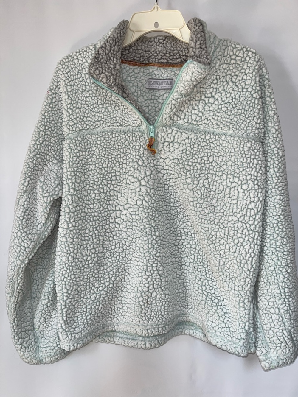Blue Star 1/4 Zip Sherpa Pullover - Mint Green  Size Large